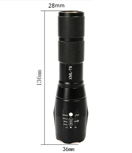 Portable Mini Flashlight LED ZOOM Torch Hunting Zoomable Flashlight