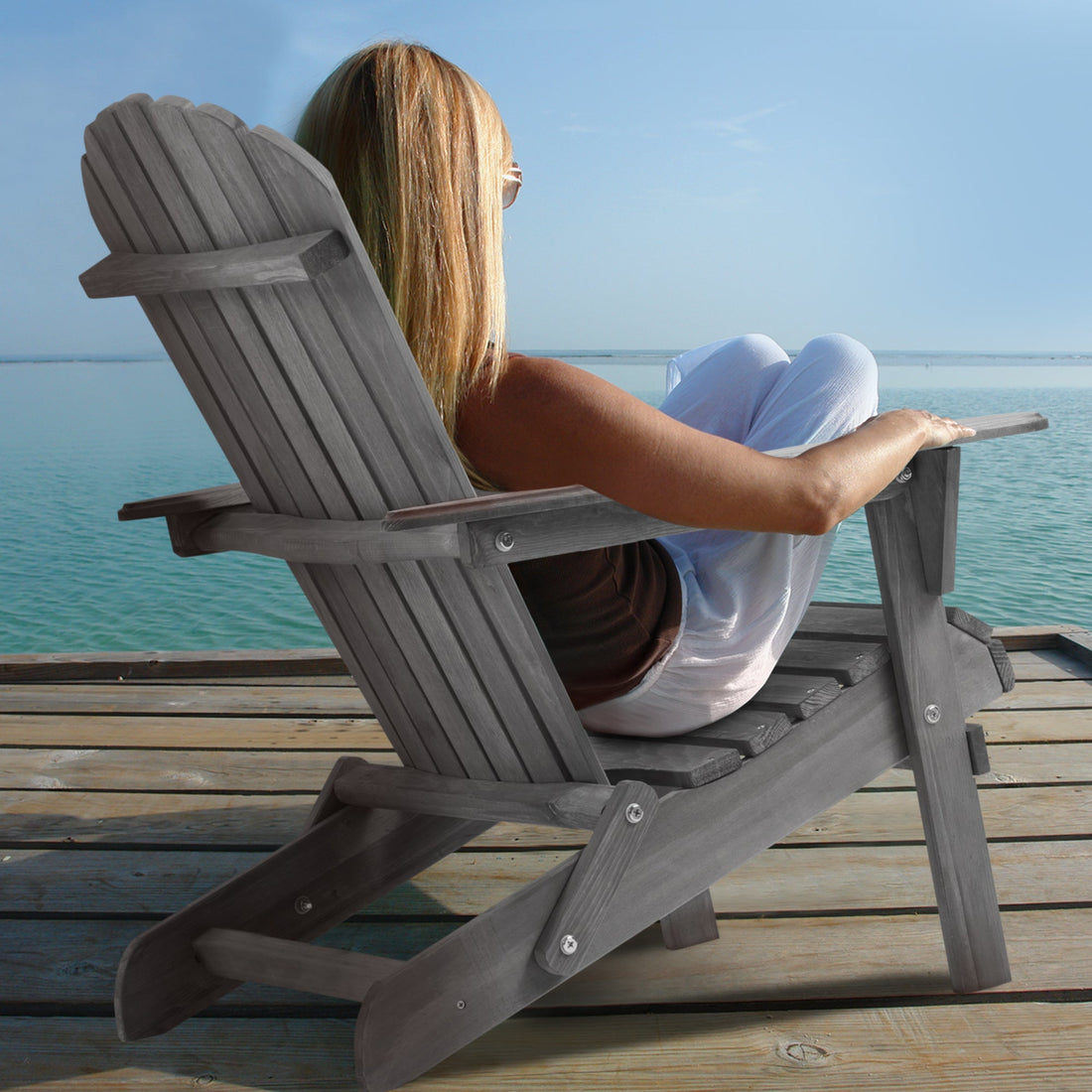 Wooden Garden Outdoor Lounge Patio Chair Wooden Folding Adirondack