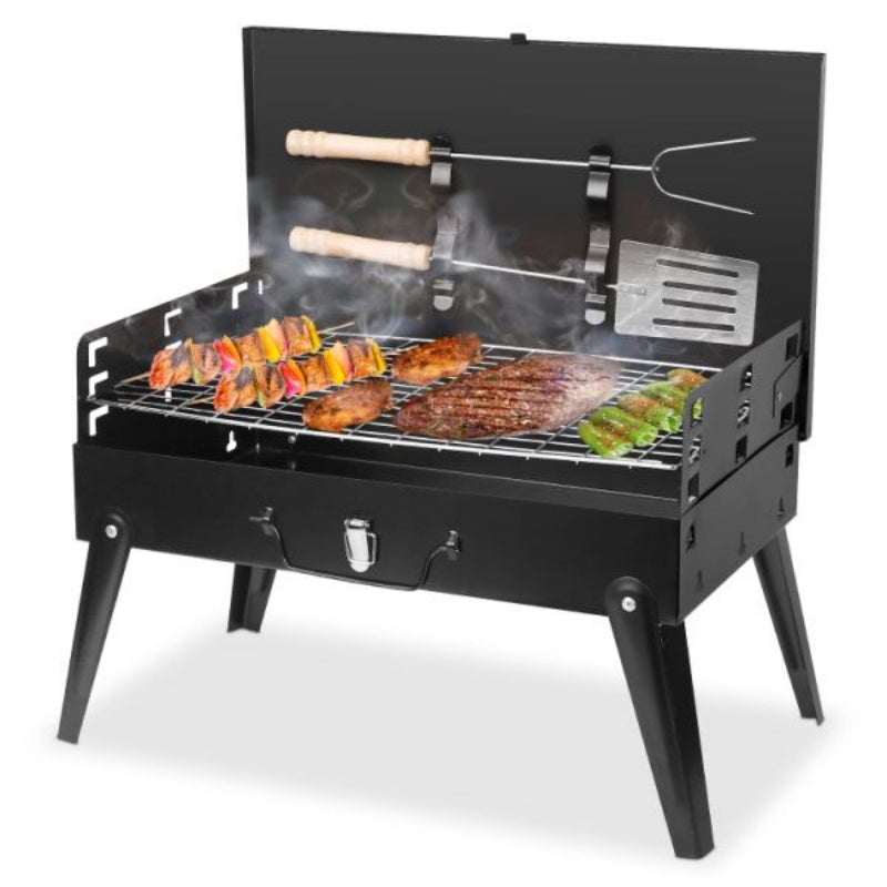 16.7x10x17.7in Portable Charcoal Grill Foldable BBQ Suitcase Grill