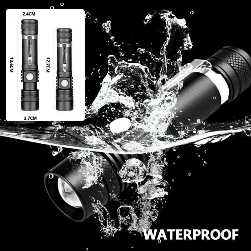 Super Bright 90000LM LED Tactical Flashlight Zoomable With
