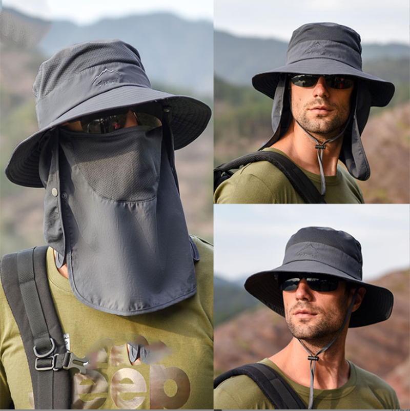 Wide Brim Sun Hat UV Protection Bucket Cap For Hiking Camping Fishing