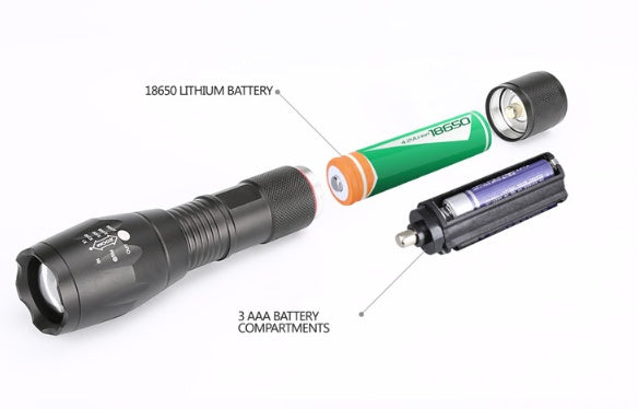 Portable Mini Flashlight LED ZOOM Torch Hunting Zoomable Flashlight