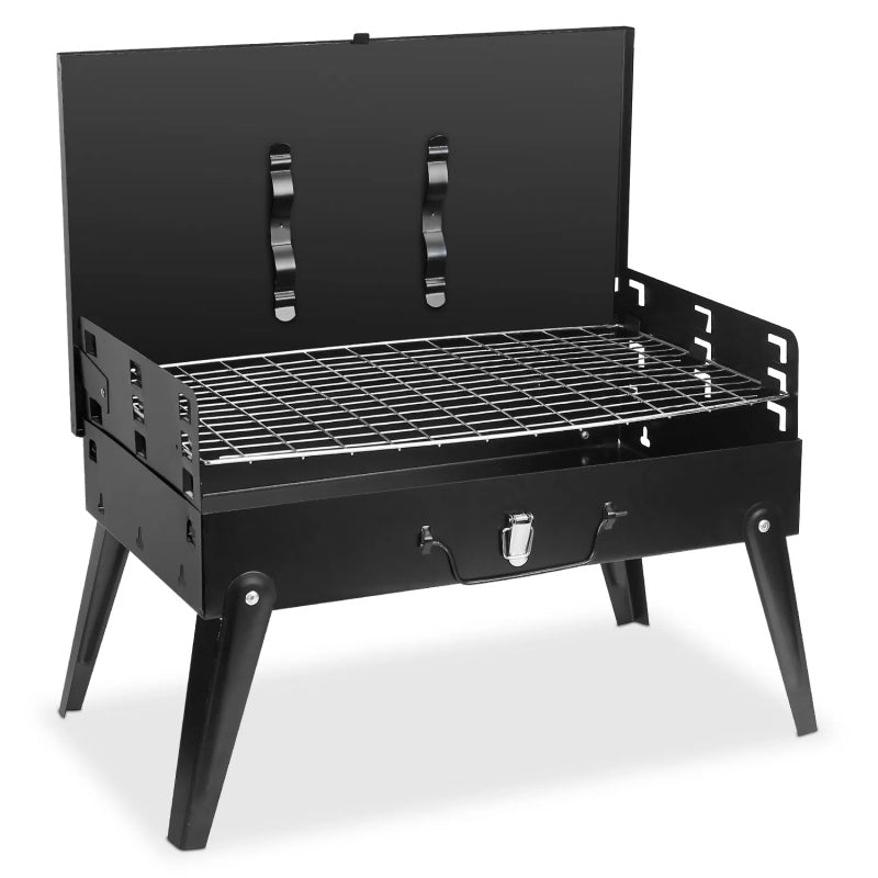 16.7x10x17.7in Portable Charcoal Grill Foldable BBQ Suitcase Grill
