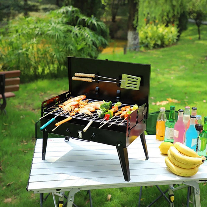 16.7x10x17.7in Portable Charcoal Grill Foldable BBQ Suitcase Grill