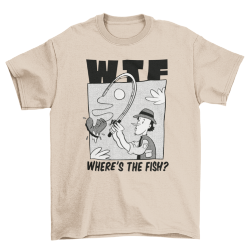 Man fishing boot cartoon t-shirt