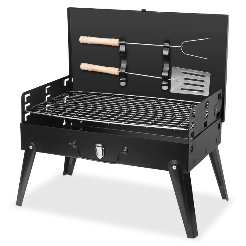 16.7x10x17.7in Portable Charcoal Grill Foldable BBQ Suitcase Grill
