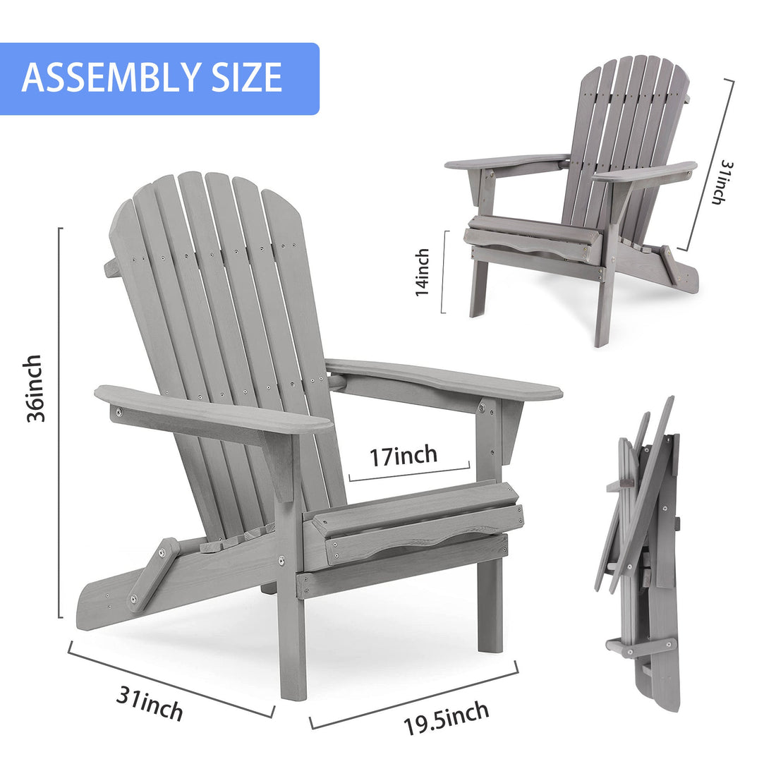 Wooden Garden Outdoor Lounge Patio Chair Wooden Folding Adirondack